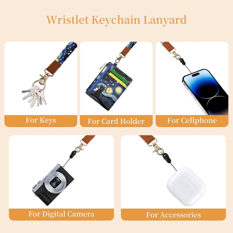 Hancynir Black Cat Slim Wallet Women Credit Card Holder, RFID Blocking Front Pocket Wallet Wristlet Keychain Lanyard, Small Cute Mini Card Case, Thin Travel Zipper Coin PU Leather Ladies Female Gifts - Image 4